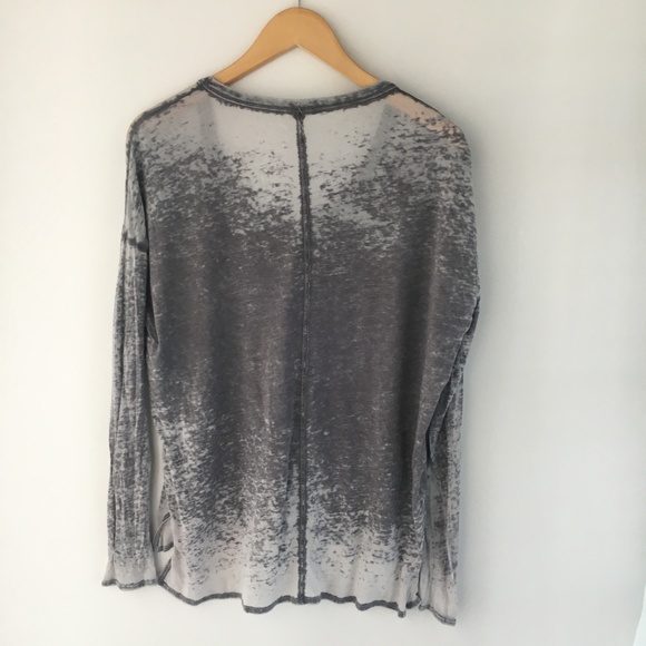 Chaser Horse Print Gray Burnout Long Sleeve Tee - Picture 6 of 8